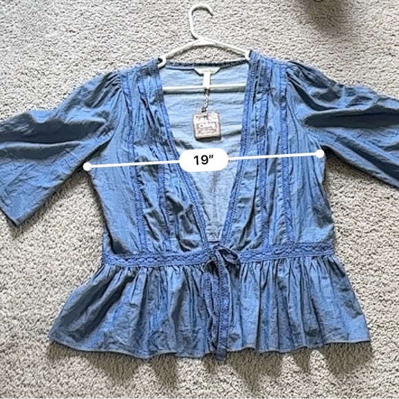 NWT Matilda Jane Hour by Hour Chambray Cardigan Jacket Denim Light Jean | Large - Picture 7 of 8